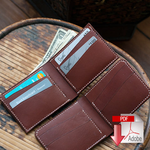 Leather Bi-Fold Wallet (Slanted Slots) PDF Template Set