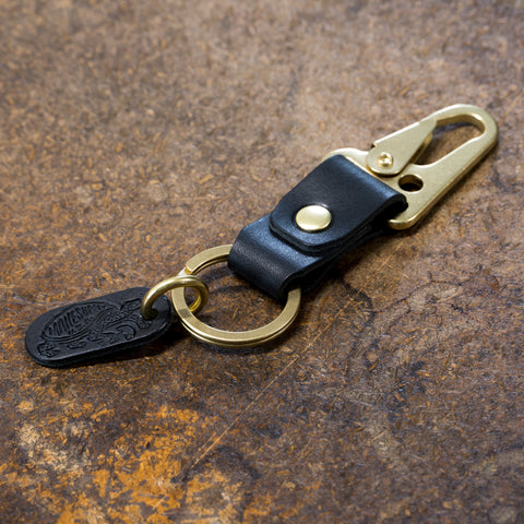 Veg Tan Leather Keychain (Black)