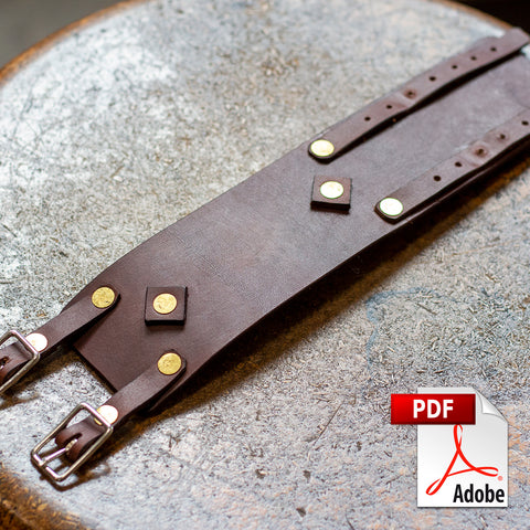 Double Buckle Leather Cuff Bracelet PDF Template Set