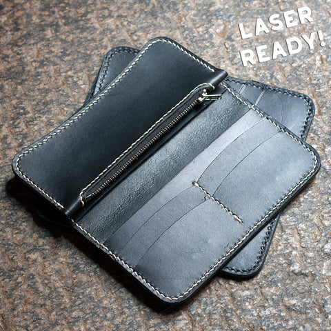 Leather Zipper Long Wallet (Laser Ready Files)