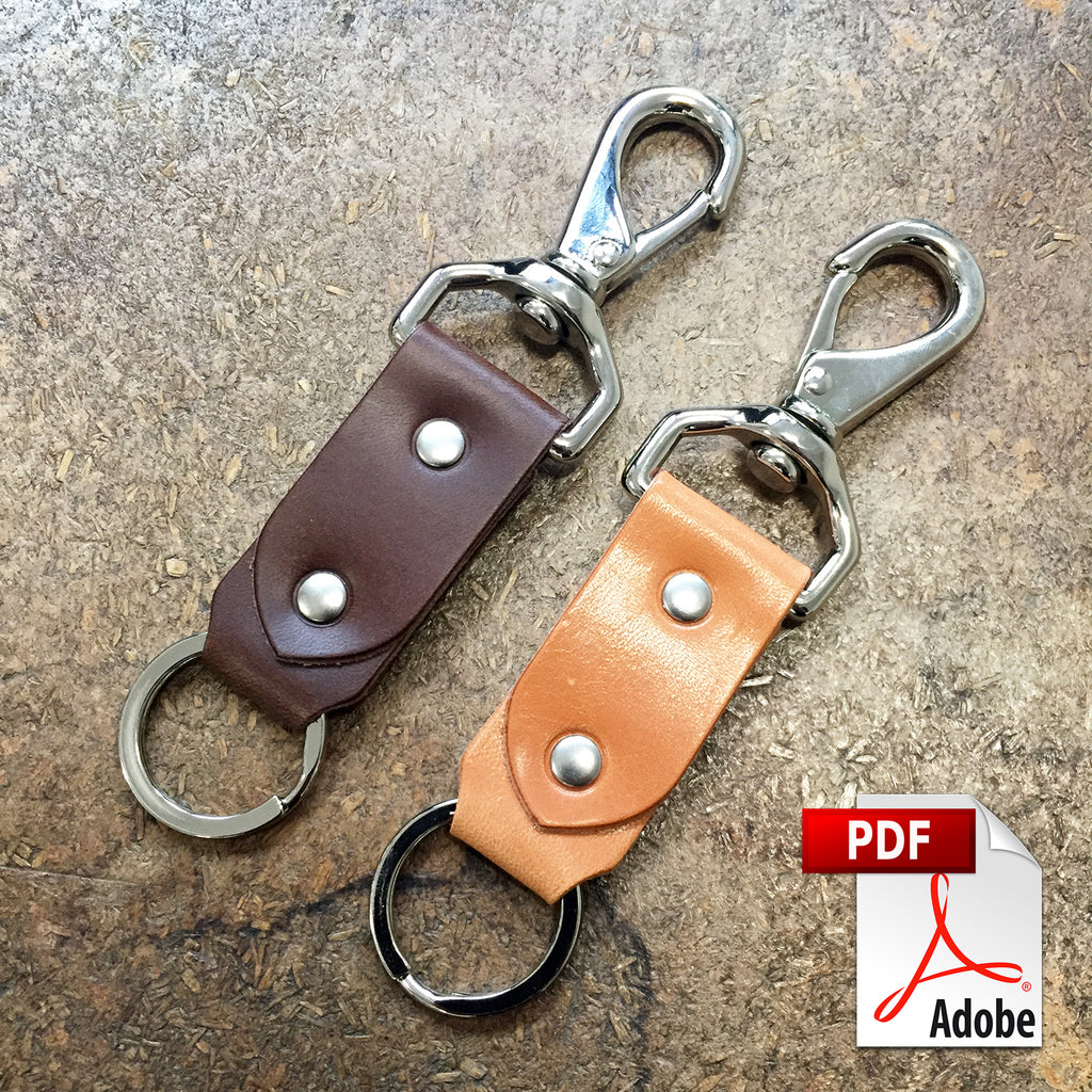 Leather Keychain Kit - Natural (8-9oz) - Black Hardware - (5 Pack)